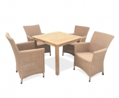Riviera 4 Seater Teak and Rattan Garden Dining Set