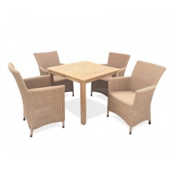Riviera 4 Seater Teak and Rattan Garden Dining Set