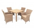 Riviera 4 Seater Teak and Rattan Garden Dining Set