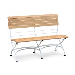 Folding Bistro Bench, Teak, Satin White – 1.2m