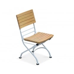 Classic Bistro Chair, Folding Side Chair, Teak, Satin White