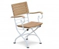 Classic Bistro Chair, Folding Armchair, Teak, Satin White