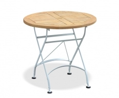 Round Bistro Table, Wooden Garden Bistro Table, Satin White – 0.8m