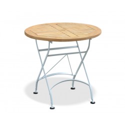 Round Bistro Table, Wooden Garden Bistro Table, Satin White – 0.8m