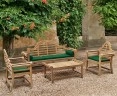 Lutyens-Style Teak 1.95m Bench, Armchairs & Coffee Table Outdoor Set