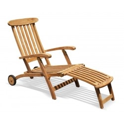Teak Steamer Chair with wheels