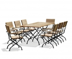 Bistro Rectangular Folding Table 1.8m with 8 Armchairs – Black