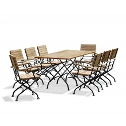 Bistro Rectangular Folding Table 1.8m with 8 Armchairs – Black