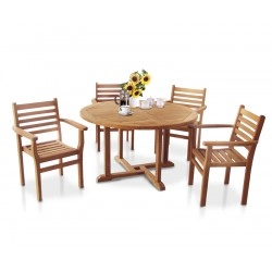 Canfield Round 1.3m Table & 4 Yale Stacking Chairs