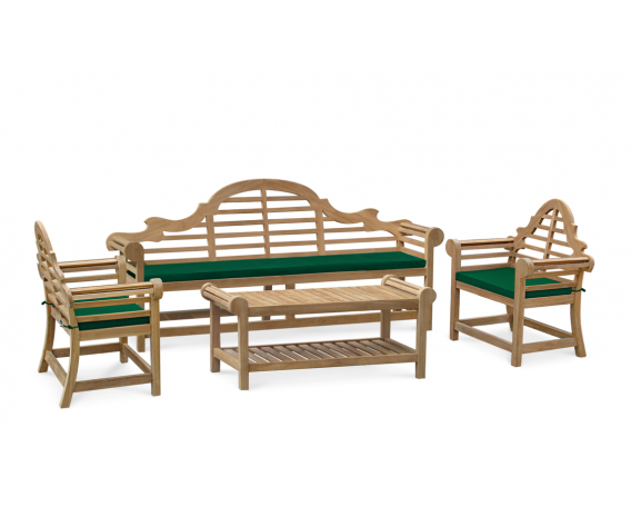 Lutyens-Style 2.25m Bench, Chairs & Coffee Table, Garden Patio Set
