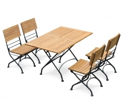 Bistro Folding Rectangular Table 1.2m with 4 Side Chairs – Black