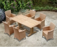 6 Seater Garden Dining Set with Cadogan 1.8m Table and Riviera Armchairs