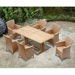 6 Seater Garden Dining Set with Cadogan 1.8m Table and Riviera Armchairs