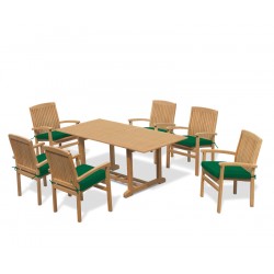 Hilgrove Rectangular 1.8m Table & 6 Bali Stacking Chairs Teak Set