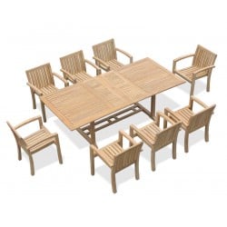 Dorchester Extending 1.8 - 2.4m Table & 8 Monaco Stacking Chairs