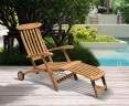 Halo Teak Steamer Chair with wheels and cushion