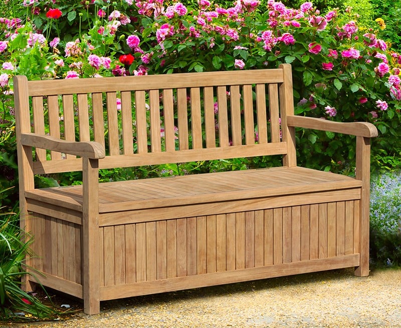 Windsor Wooden Garden Storage Bench with arms - 1.5m