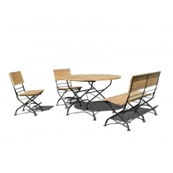 Bistro 4 Seater Round Table 1.2m with Dining Bench & Chairs – Black