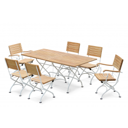 Bistro 6 Seater Table 1.8m, Armchairs and Side Chairs, White