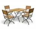 Teak Folding Bistro Square 0.8m Table & 4 Side Chairs