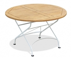 Round Folding Bistro Table, Satin White – 1.2m