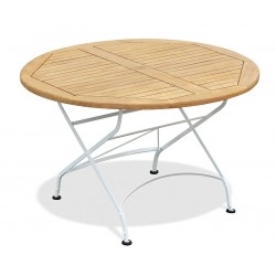 Round Folding Bistro Table, Satin White – 1.2m
