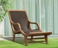 Riviera Teak and Rattan Sun Lounger, All-Weather Wicker Lounger