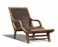 Riviera Teak and Rattan Sun Lounger, All-Weather Wicker Lounger