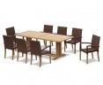 Cadogan Rectangular Table 2.25m & 8 St. Tropez Rattan Stacking Chairs