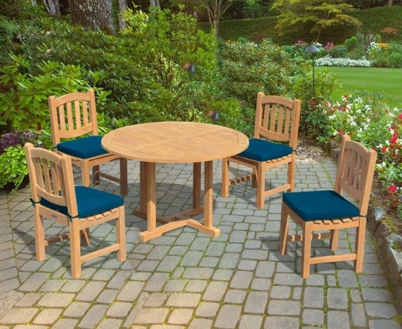Canfield Round Garden Table 1.2m & 4 Ascot Dining Chairs Set