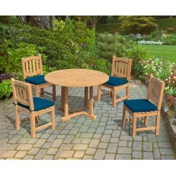 Canfield Round Garden Table 1.2m & 4 Ascot Dining Chairs Set