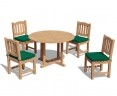 Canfield Round Garden Table 1.2m & 4 Ascot Dining Chairs Set