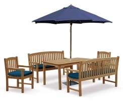 Sandringham 8 Seater Table 1.5m with Clivedon Benches and Armchairs