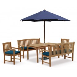Sandringham 8 Seater Table 1.5m with Clivedon Benches and Armchairs