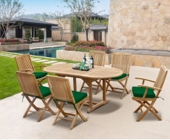 Brompton Bijou Extending Table 1.2 - 1.8m & 6 Rimini Folding Side and Armchairs
