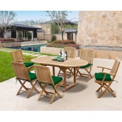 Brompton Bijou Extending Table 1.2 - 1.8m & 6 Rimini Folding Side and Armchairs