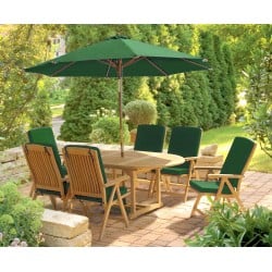 Brompton Extending 1.2 - 1.8m Table & 6 Bali Recliner Chairs, Teak Set
