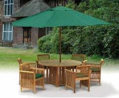 Teak Patio Dining Set with Aero Round Table 1.5m & 6 Chairs