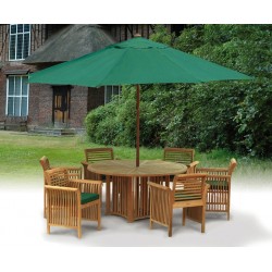 Teak Patio Dining Set with Aero Round Table 1.5m & 6 Chairs
