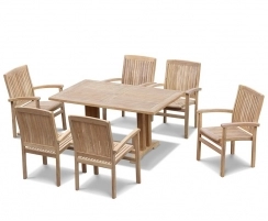 Teak Patio Set with Cadogan 6 Seater Table 1.5m & Bali Stacking Chairs