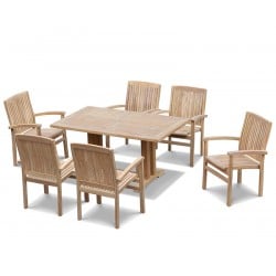 Teak Patio Set with Cadogan 6 Seater Table 1.5m & Bali Stacking Chairs