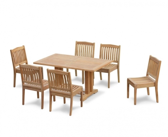 Teak Patio Set with Cadogan 6 Seater Table 1.5m & Hilgrove Stacking Chairs
