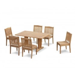 Teak Patio Set with Cadogan 6 Seater Table 1.5m & Hilgrove Stacking Chairs