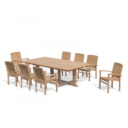 Hilgrove Rectangular Table 2.6m with 8 Bali Stacking Chairs
