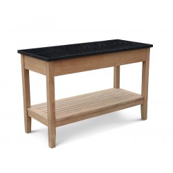 Aria Teak Garden Console Table with Black Granite Top & Drawers