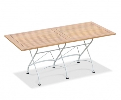 Folding Rectangular Bistro Table, Satin White – 1.8m