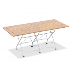 Folding Rectangular Bistro Table, Satin White – 1.8m