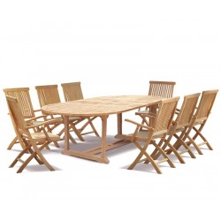 Brompton 8 Seater Garden Set with Extending Table 1.8-2.4m & Folding Chairs