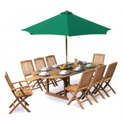 Brompton Extending 1.1 x 1.8 - 2.4m Table & 8 Bali Folding Chairs Set