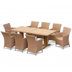 Cadogan Pedestal Garden Table 2.25m & 8 Riviera Armchairs